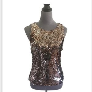NWT Forever 21 taupe and silver sequin tank top. Size M
